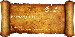 Borsody Lili névjegykártya