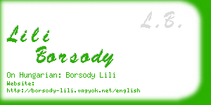 lili borsody business card